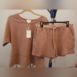 New Heyson Women's Pink/Orange Casual Shorts Set